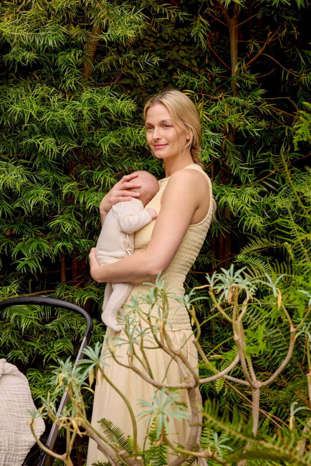 Lansinoh campaign shoot — mother and baby in the garden