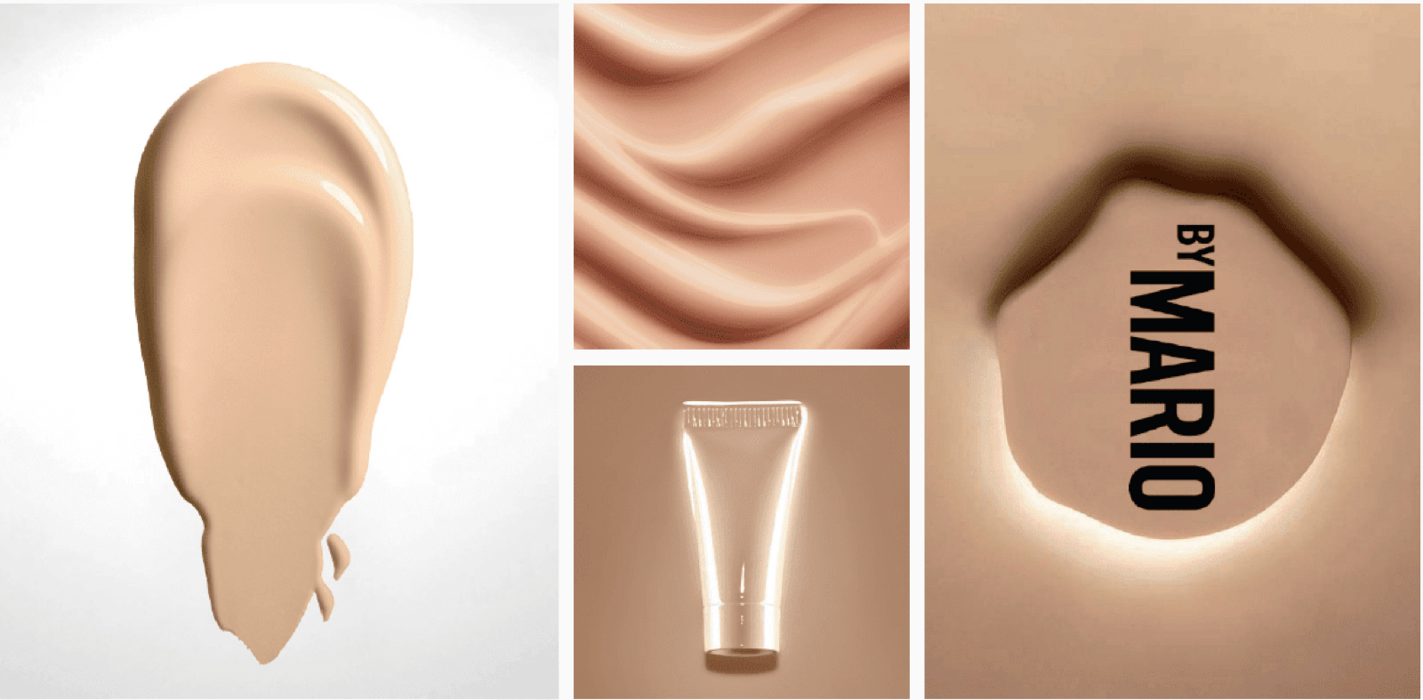 SurrealSkin product swatches and By Mario logo