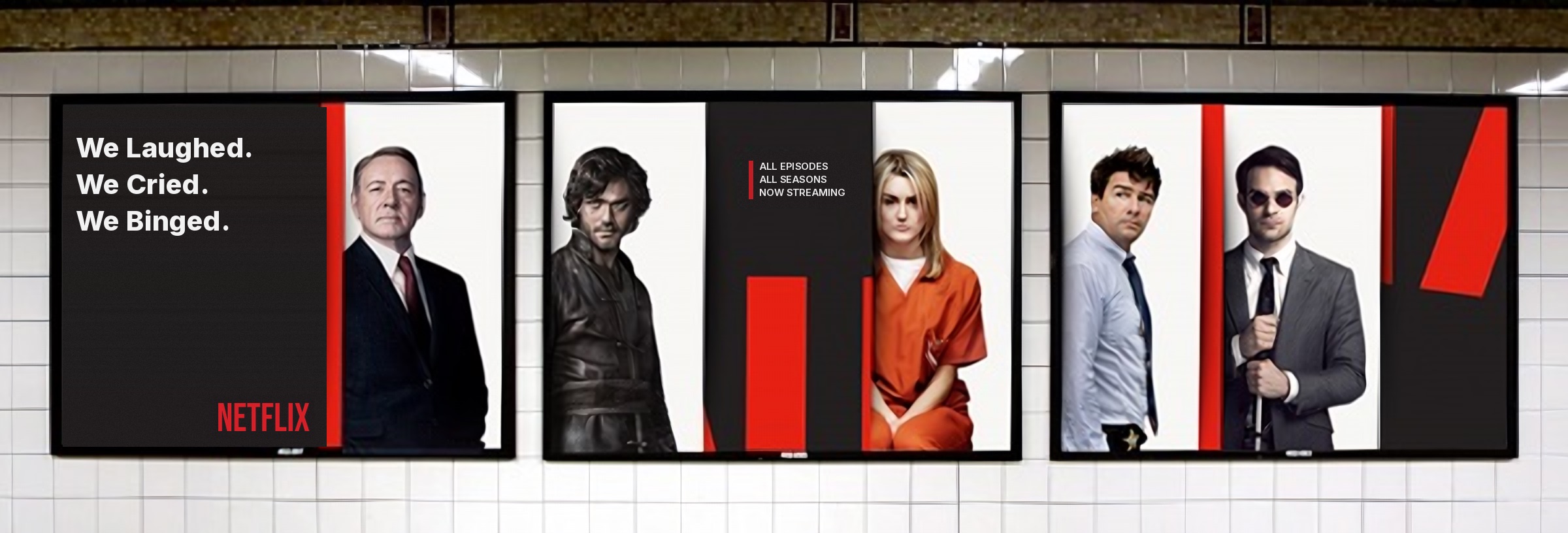 Netflix subway banner — We Laughed. We Cried. We Binged.